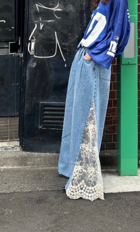 レースドッキングルーズデニム